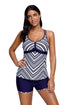 Sexy Navy Chevron Striped Print Tankini and Short Set